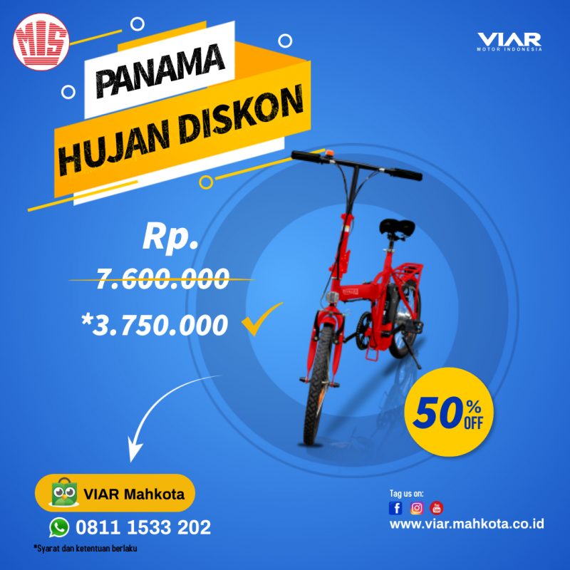 Promo Hujan Diskon 50% e bike panama viar mahkota inti sejahtera