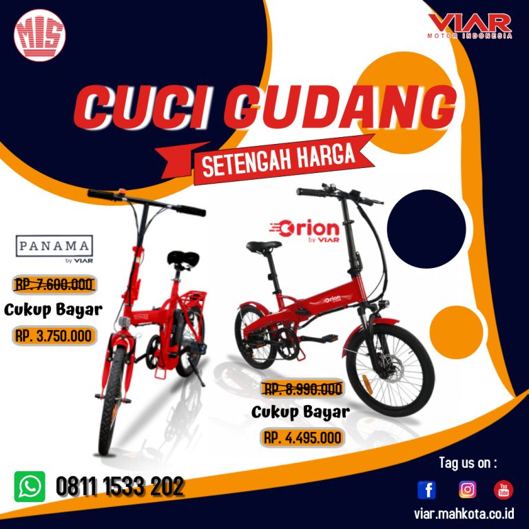 Promo Cuci Gudang diskon 50% sepeda lipat e bike panama viar mahkota inti sejahtera
