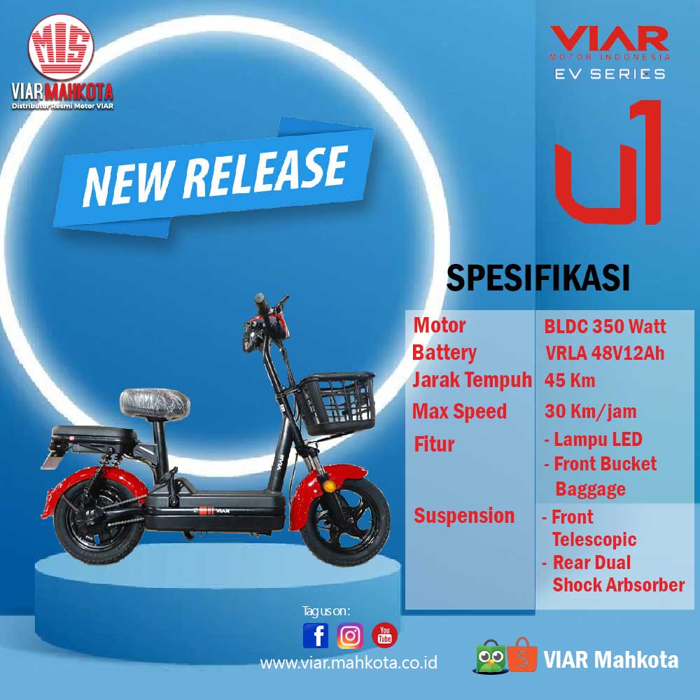 Sepeda Listrik Terbaru VIAR U1 Mahkota Inti Sejahtera